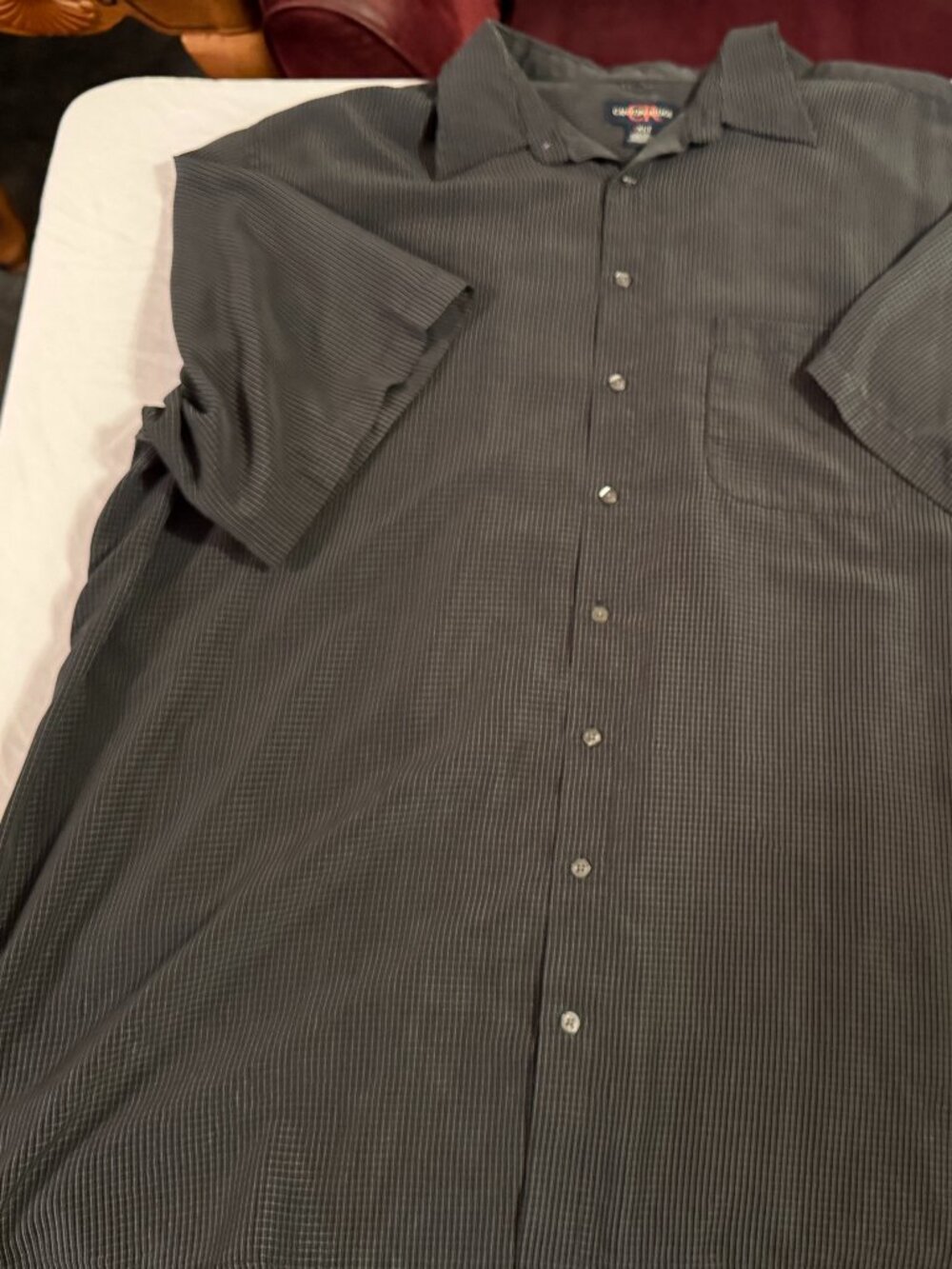 3XLT Canyon Ridge men's short sleeve dress shirt black and white no iron.
